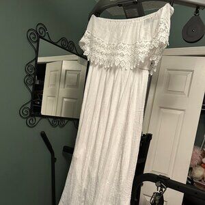 Womens white dress beach